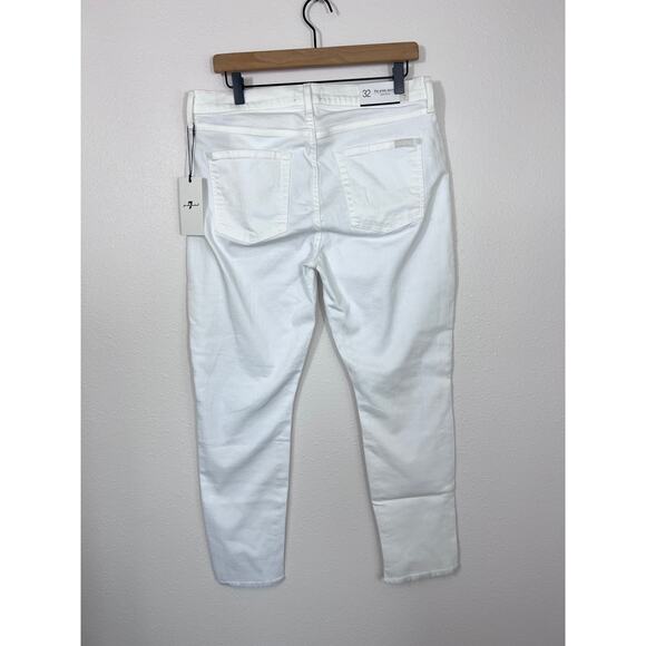 7 For All Mankind White Ankle Skinny Jeans NWT Size 32 - Picture 6 of 9